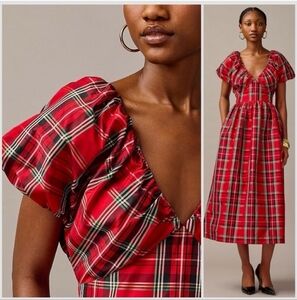 J. Crew Collection Cecily Midi Dress in Tartan Taffeta sz 14